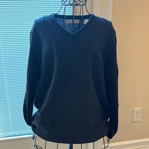 Navy Herringbone Sweater